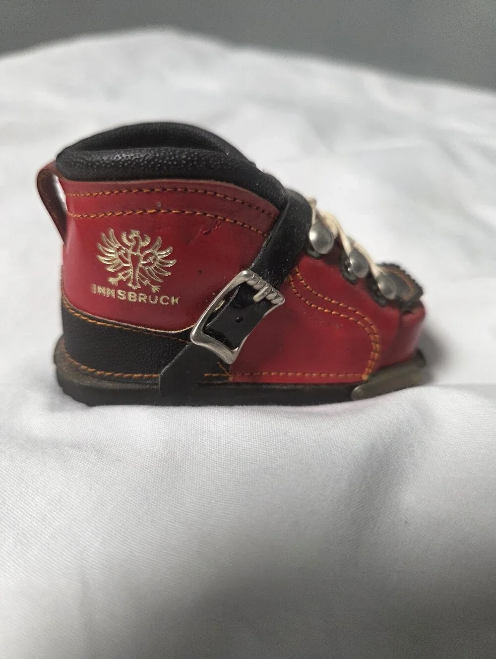 vintage Austrian souvenir miniature leather boot marked Innsbruck